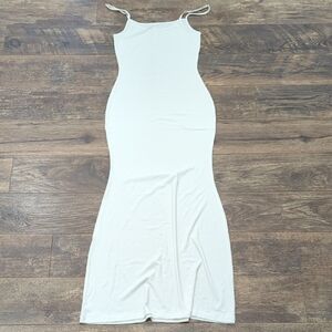 NWT SKIMS Soft Lounge Ribbed Long Slip Dress Marble White XL